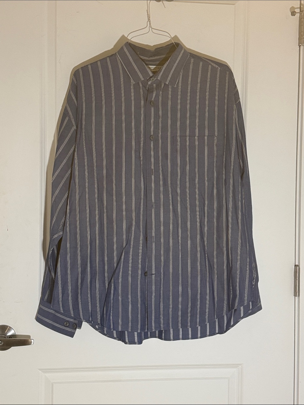 Banana Republic Blue and White Vertical Stripe Button-Down Shirt